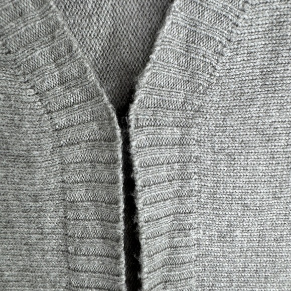 Tahari Sweater Womens Medium Gray Fringe Hem Open Front‎ Long Cardigan Duster - Picture 6 of 10